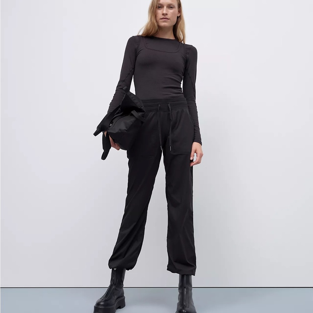Lululemon dance studio pants black drawstring bottom 8
